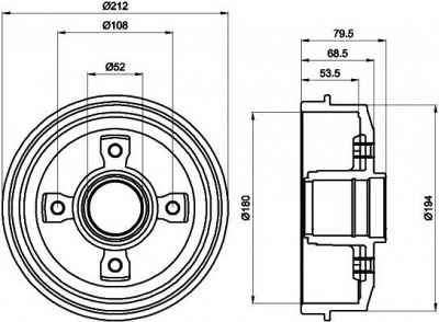 HELLA PAGID 8dt355301241 -  Тормозной барабан